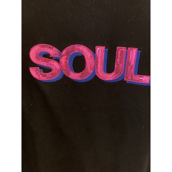SOULCYCLE Black Quilted Pullover Sweatshirt- Sequin SOUL. Size S - Picture 3 of 6